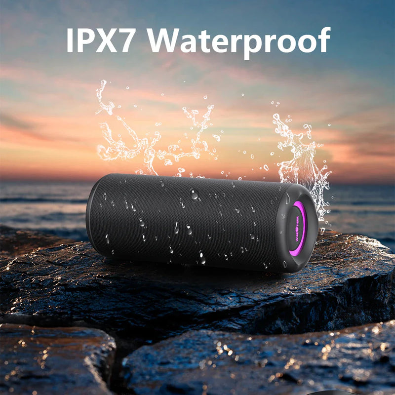Blue P3 portable Bluetooth speaker by Electronics Den, compact design with control buttons and speaker grille visible.