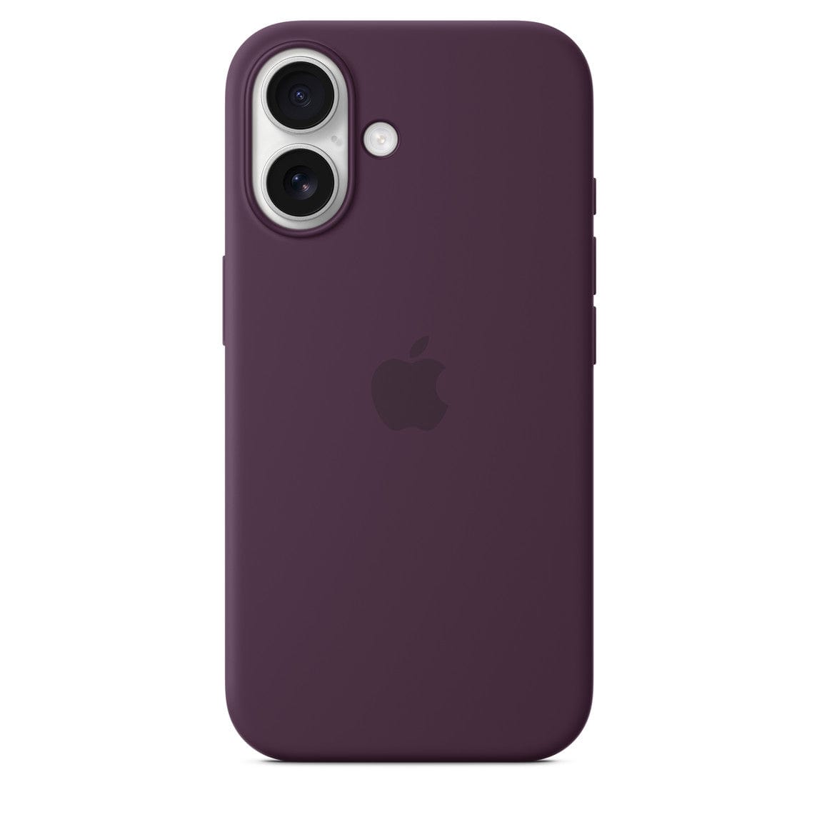 Vogueen iPhone 16 silicone case with MagSafe in plum color, showing the sleek design and magnetic attachment feature.