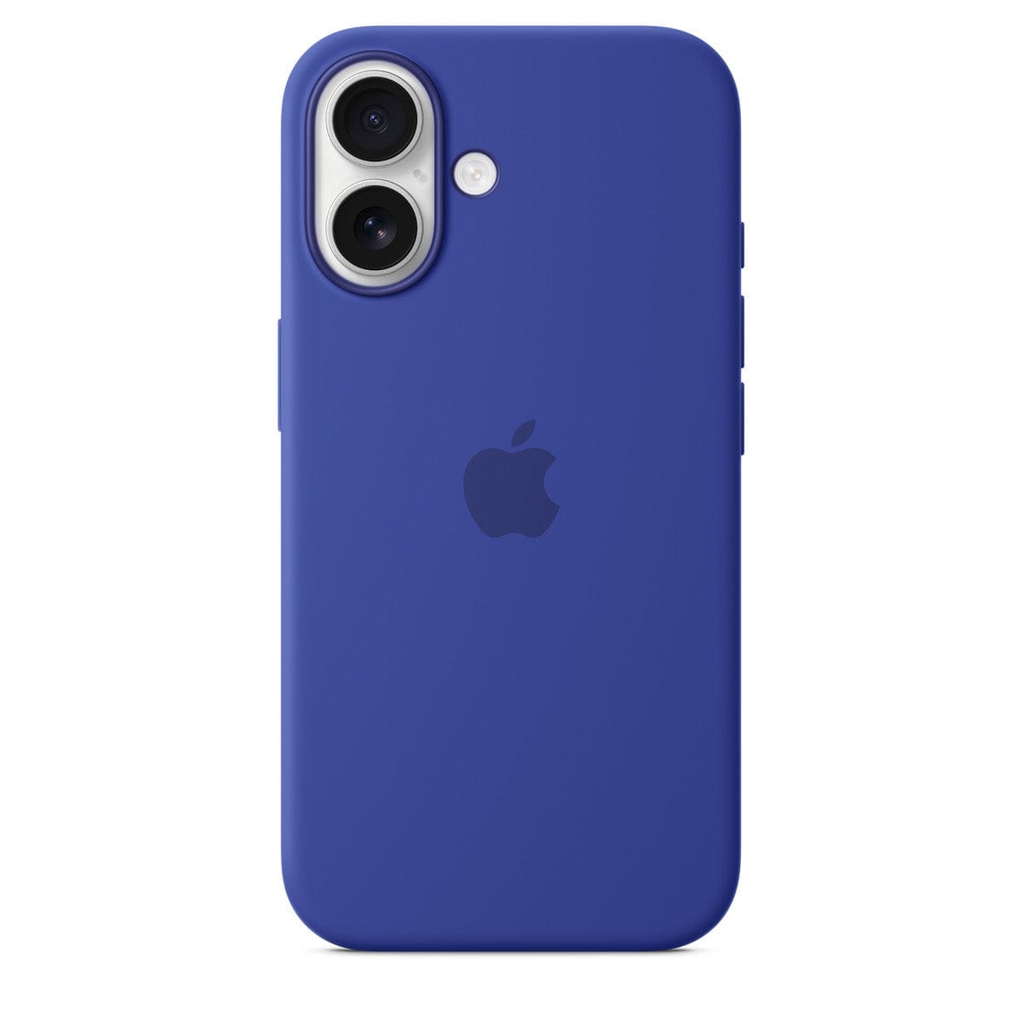 Vogueen iPhone 16 silicone case with MagSafe in ultramarine color, snug fit and smooth texture for protection and style.