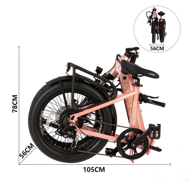 EUNORAU E-BIKE US META20 1.0 electric bicycle with sleek black frame and modern design, ready for urban commuting.