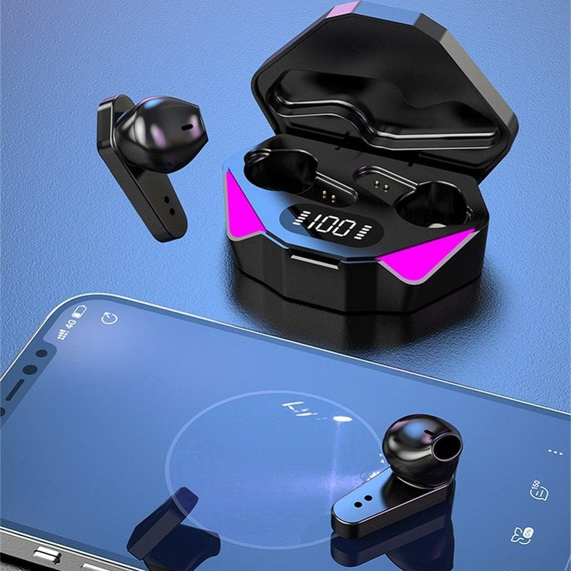 Stevvex Bluetooth gaming earbuds with mic, touch control, low latency, noise reduction, and stereo sound for mobile gaming.