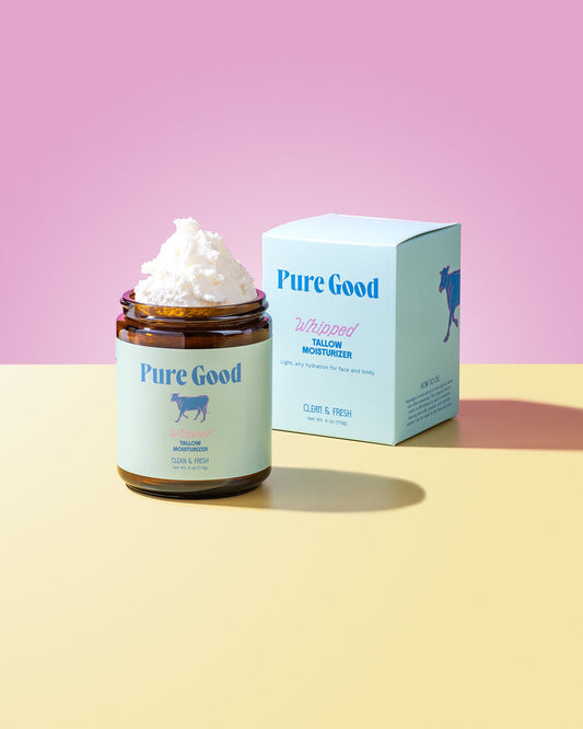 Pure Good LLC Clean & Fresh Whipped Tallow Balm, 4 oz, soothing balm for cleansing and acne-prone skin.