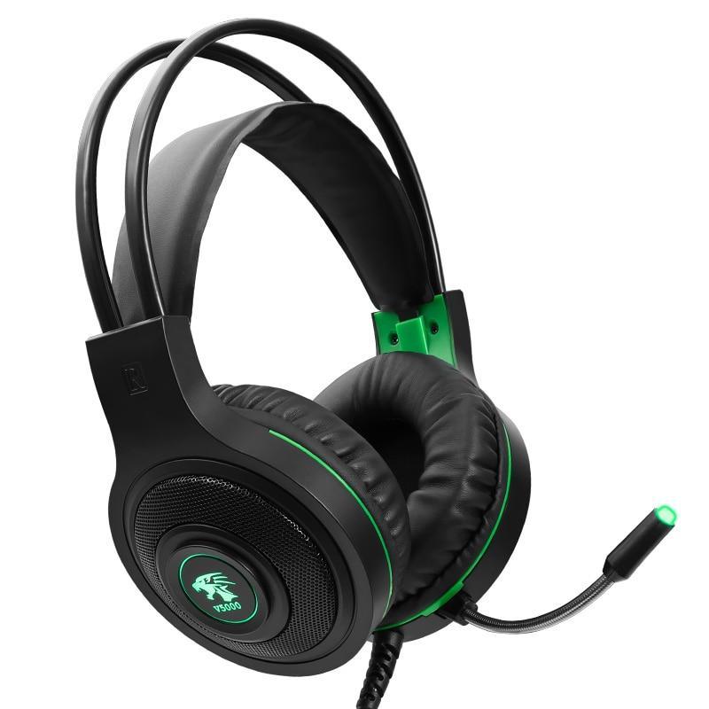 Stevvex Modern LED gaming headphones with microphone, USB and 3.5mm wired connection, featuring voice control for laptops and gaming.