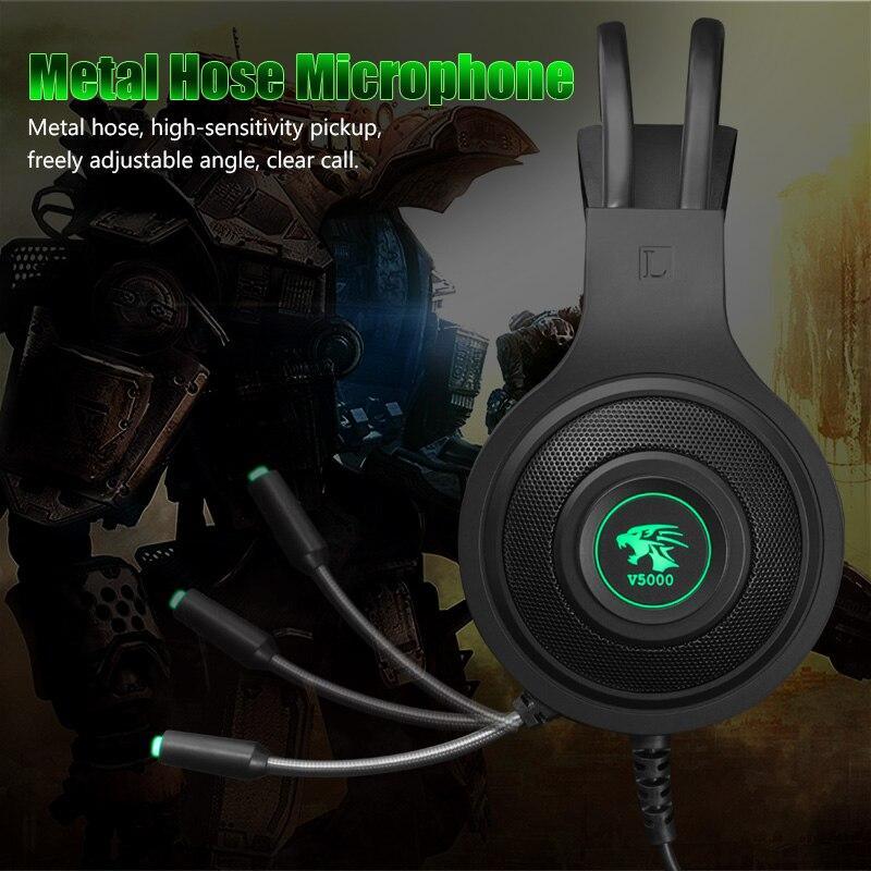 Stevvex Modern LED gaming headphones with microphone, wired USB and 3.5mm plug, featuring voice control and LED accents.