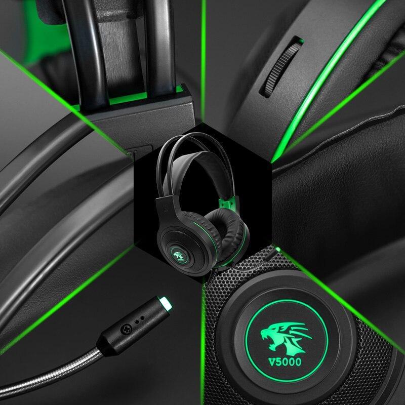 Stevvex ST10S4230HMJ gaming headphones with LED lights, wired USB and 3.5mm jack, microphone, and voice control for gaming and laptops.