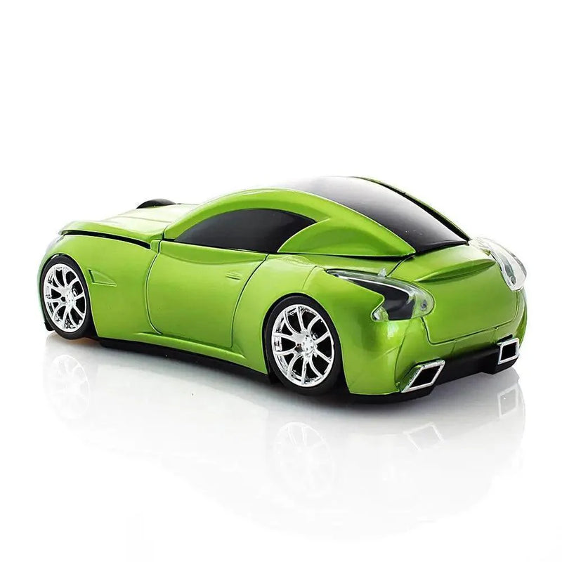 Stevvex Sport Car Shape Wireless Mouse in red with 1600 DPI optical sensor, modern design for computer and gaming use.