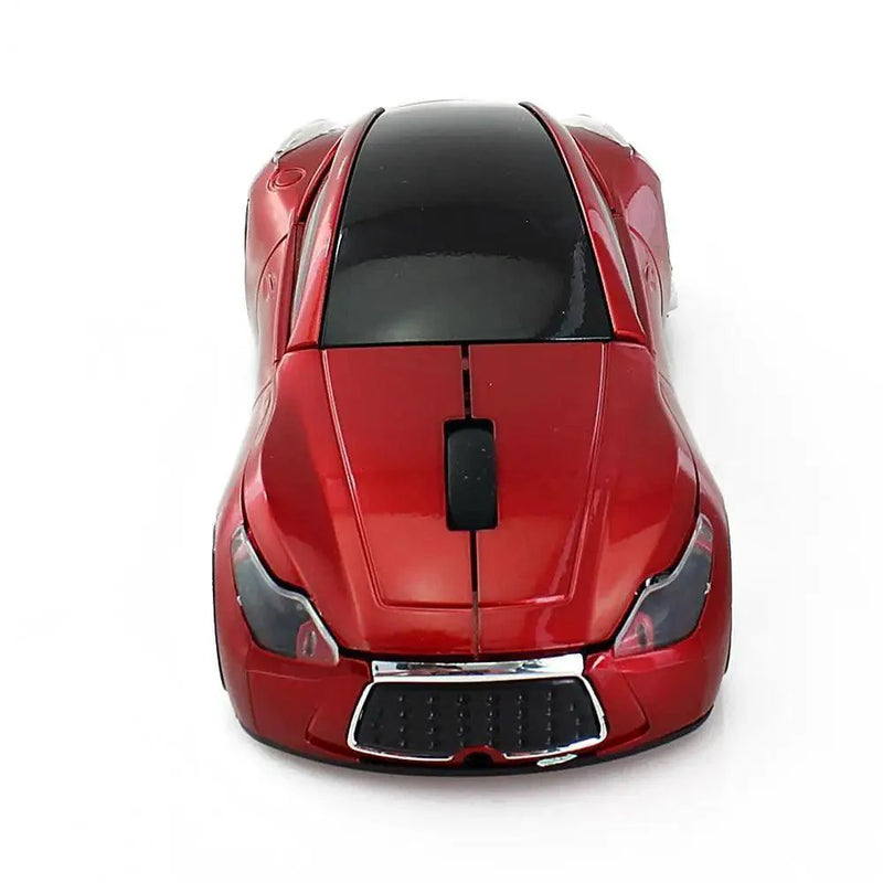 Red Stevvex Modern Sport Car Shape Wireless Mouse with 1600DPI optical sensor for computer, laptop, and gaming use.