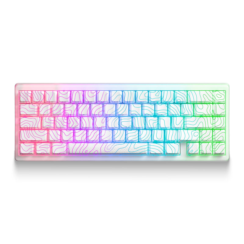 XVX M67 JadeStone Stellar White mechanical keyboard with tri-mode RGB lighting, wireless design, and sleek white finish.