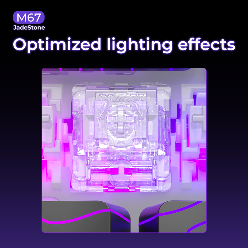 XVX M67 JadeStone Stellar White RGB mechanical keyboard with tri-mode wireless connectivity and sleek white design.